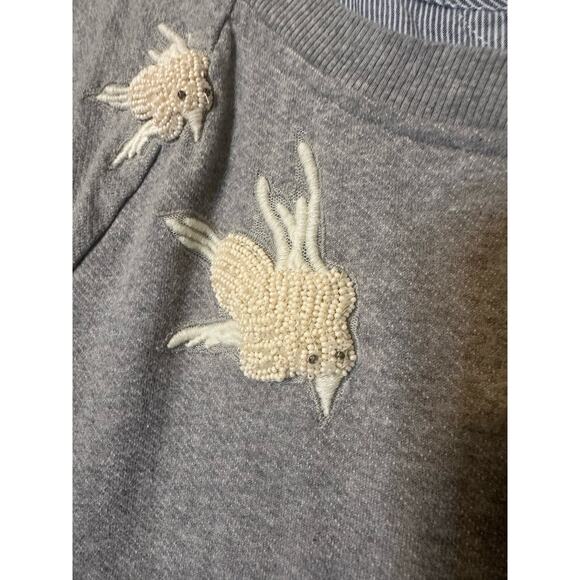 Anthropologie Floreat Top Women's Flutter Layered Shirt Beaded Embellished Small - Picture 2 of 9